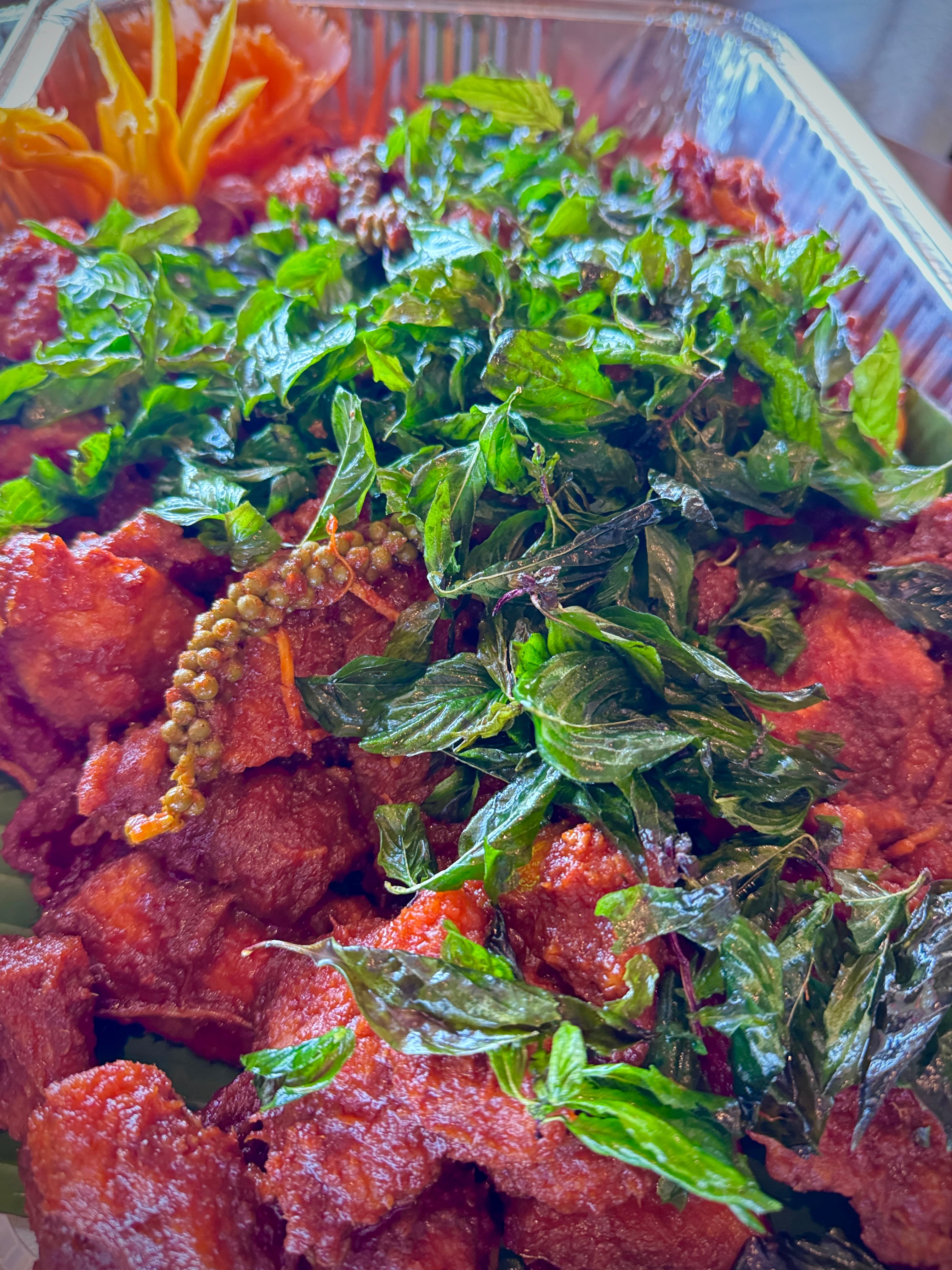 Authentic Thai spicy fish curry for catering