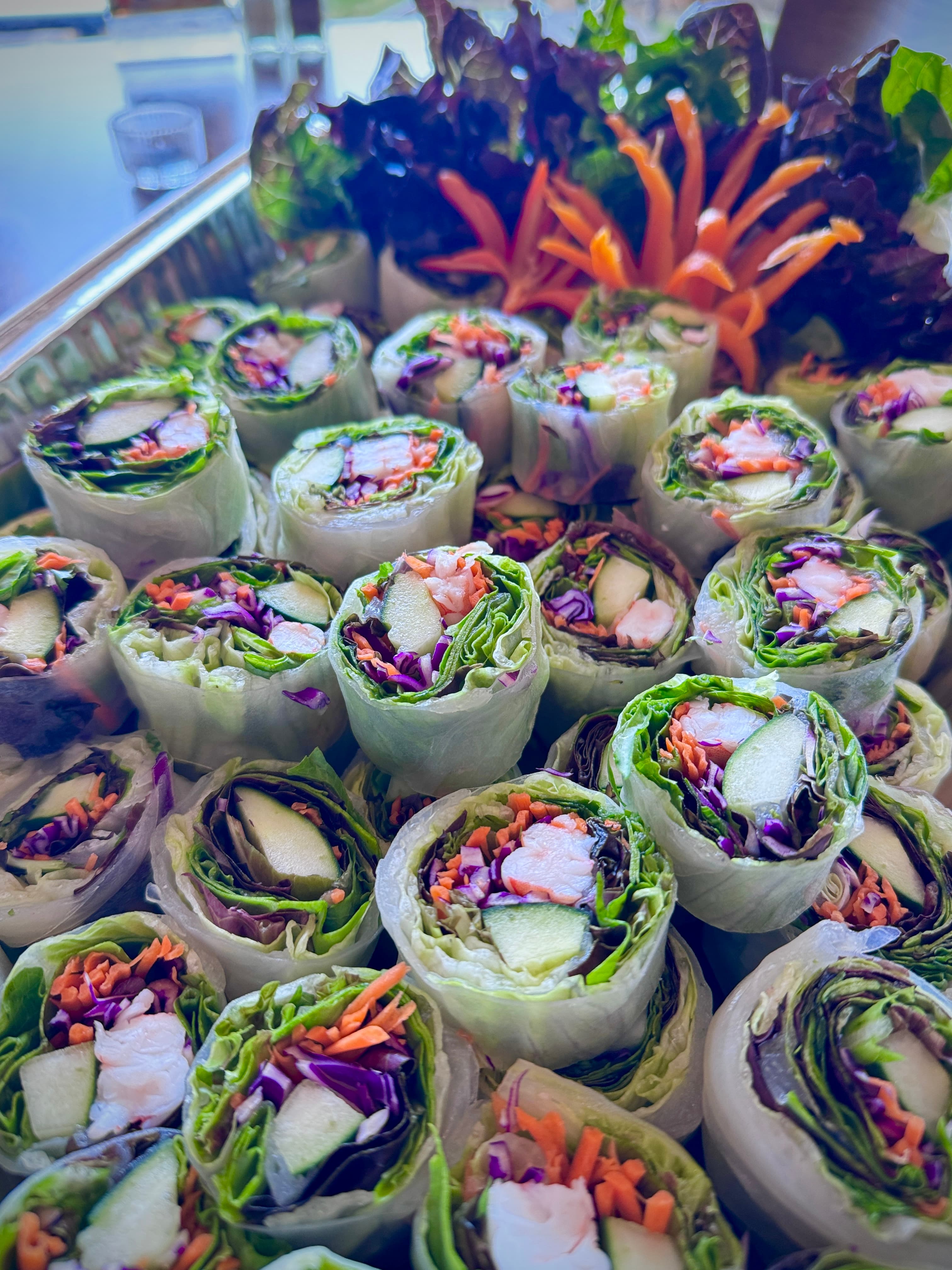 Fresh vegetable spring rolls for healthy catering options
